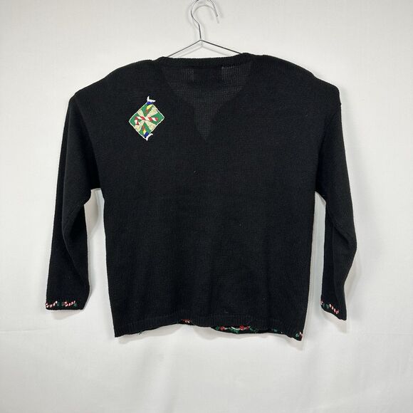 Tiara International Christmas Dancing Santa Claue Sweater pom poms vintage Large - Picture 2 of 10